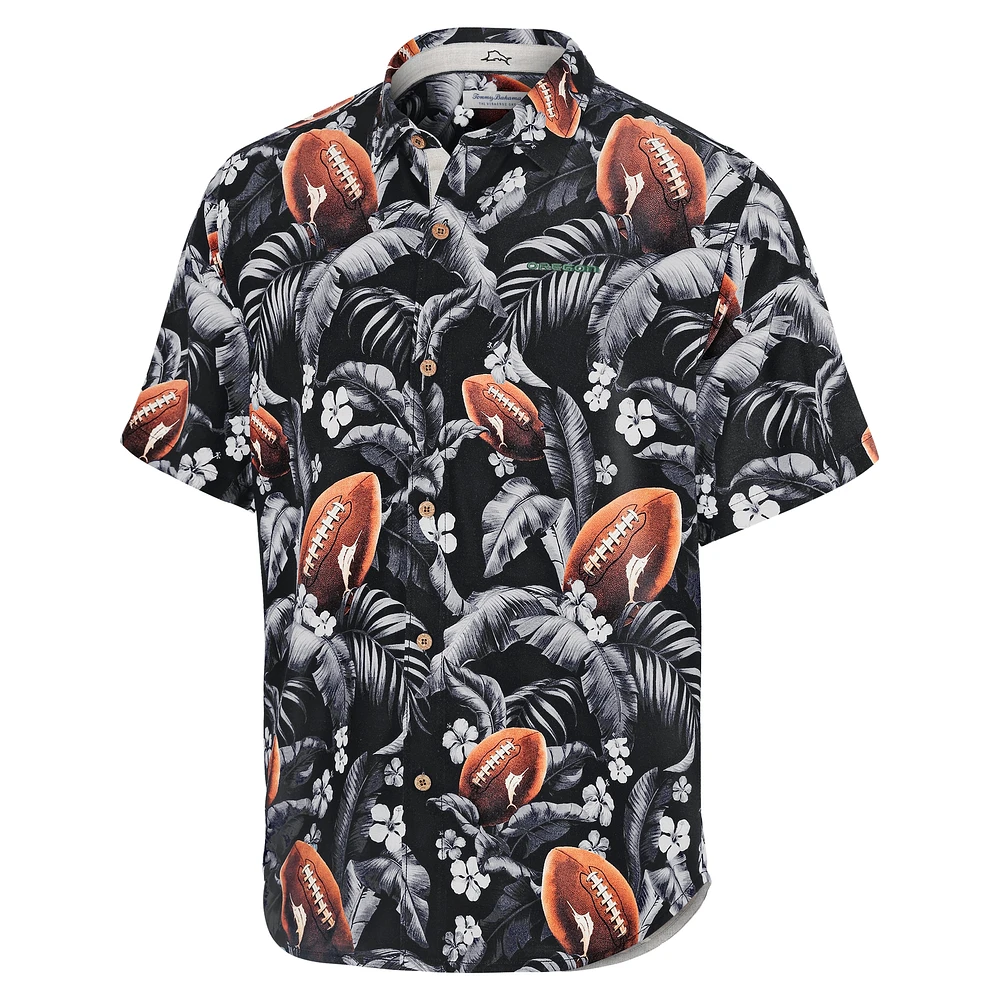 Men's Tommy Bahama Black Oregon Ducks Veracruz Cay First Down Blooms Button-Up Shirt