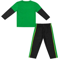 Toddler Colosseum Green/Black Oregon Ducks Long Sleeve T-Shirt & Pants Set