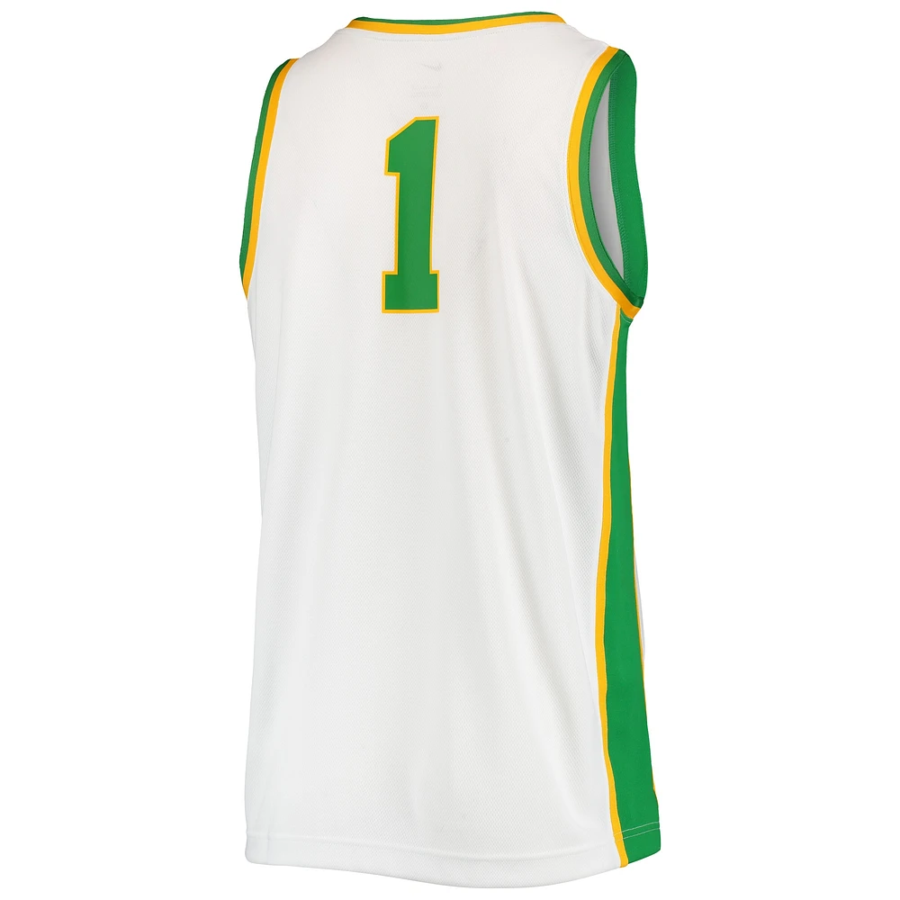 Unisex Nike #1 White Oregon Ducks Women's Basketball Throwback Replica Jersey
