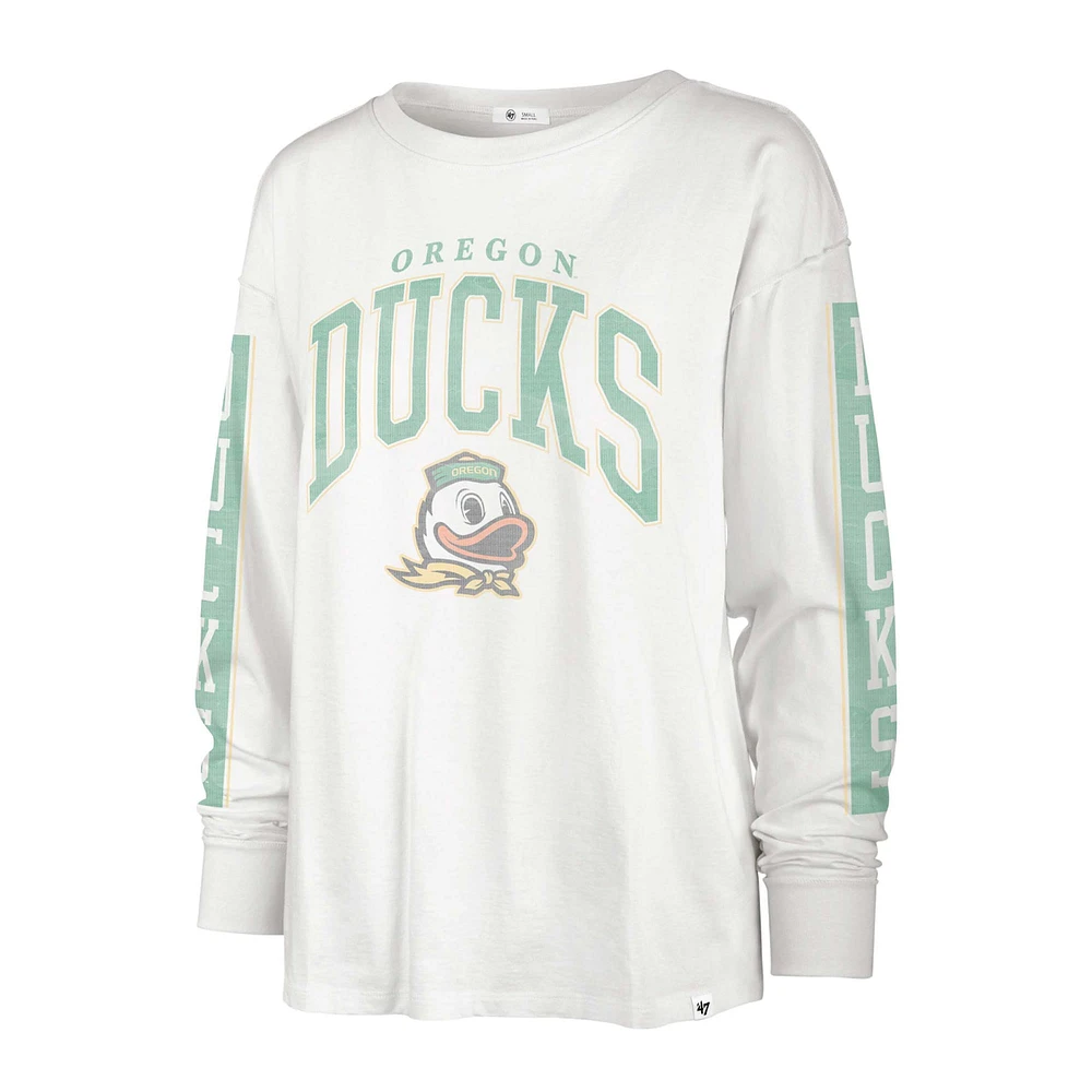 Women's '47 Cream Oregon Ducks Statement SOA 3-Hit Long Sleeve T-Shirt