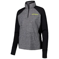 Women's Black/Heather Gray Oregon Ducks Finalist Raglan Quarter-Zip Jacket