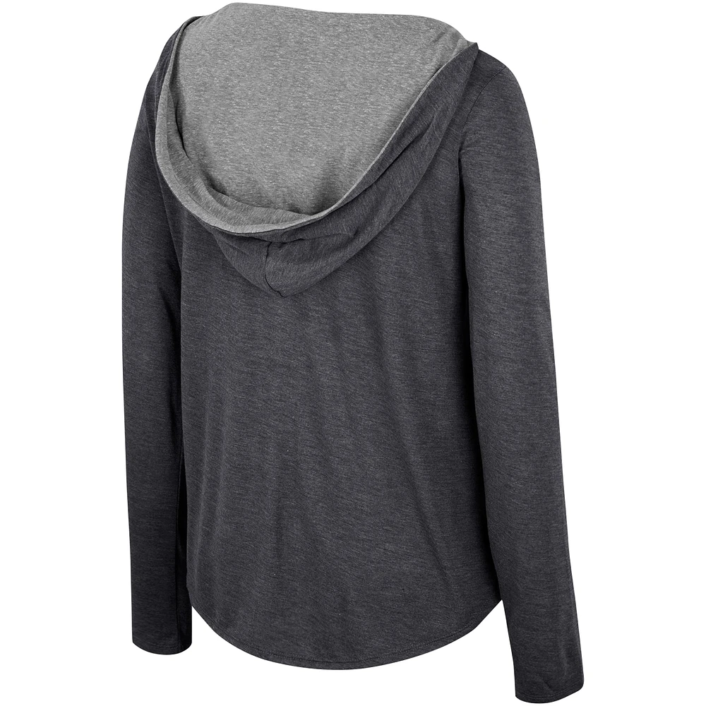Women's Colosseum Oregon Ducks Distressed Heather Long Sleeve Hoodie T-Shirt