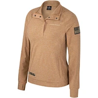 Women's Colosseum Tan Oregon Ducks OHT Military Appreciation Sand Tatum Quarter-Snap Raglan Jacket
