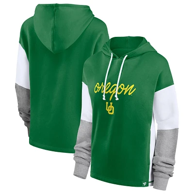 Sweat à capuche color block Fanatics pour femmes, vert Oregon Ducks Play It Safe