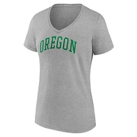 Women's Fanatics Heather Gray Oregon Ducks Basic Arch V-Neck T-Shirt