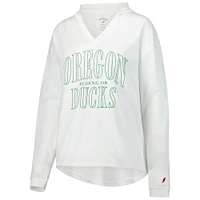 Women's League Collegiate Wear Green Oregon Ducks Slub Long Sleeve V-Neck Hoodie T-Shirt