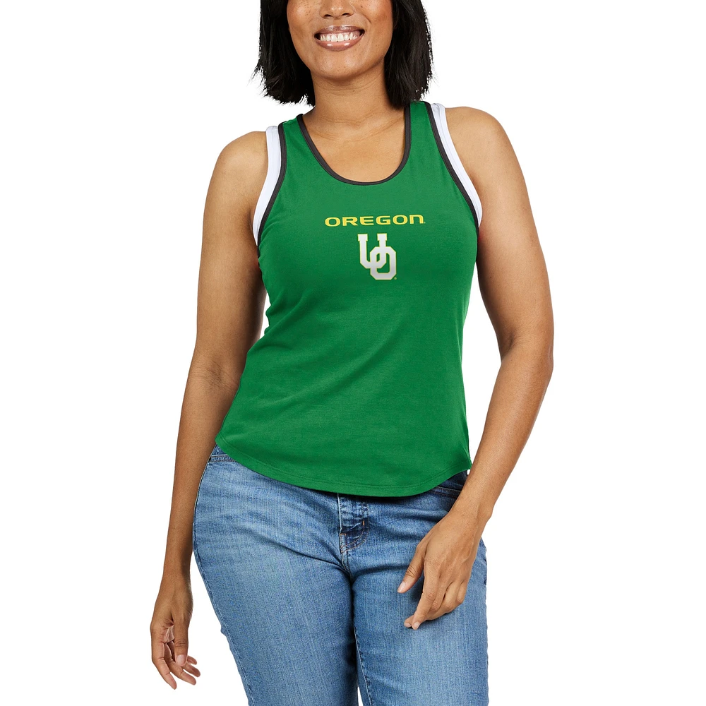 Women's WEAR by Erin Andrews Green Oregon Ducks Open Hole Razorback Tank Top