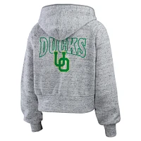 Women's Wear by Erin Andrews Heather Gray Oregon Ducks Speckle Double-Hit Raglan Full-Zip Hoodie