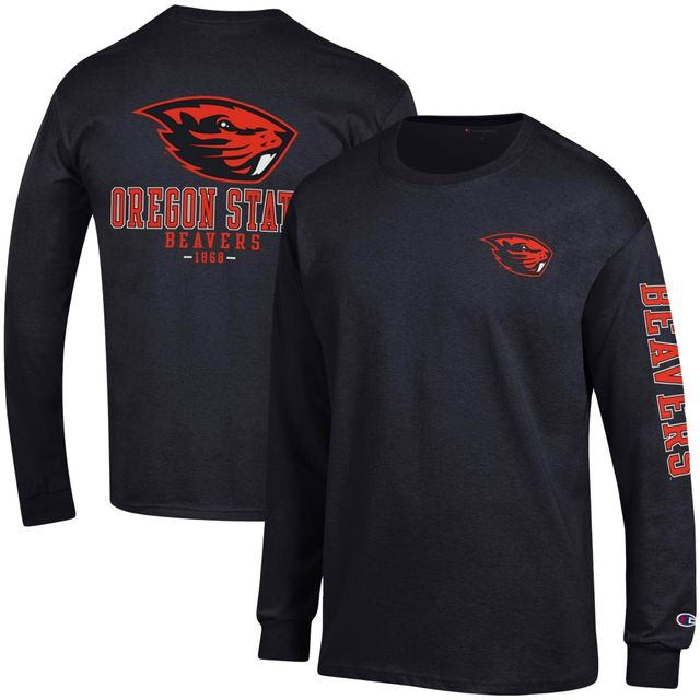 T-shirt à manches longues Champion Oregon State Beavers Team Stack pour homme, noir