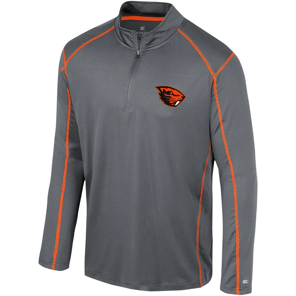 Men's Colosseum Black Oregon State Beavers Cameron Quarter-Zip Windshirt