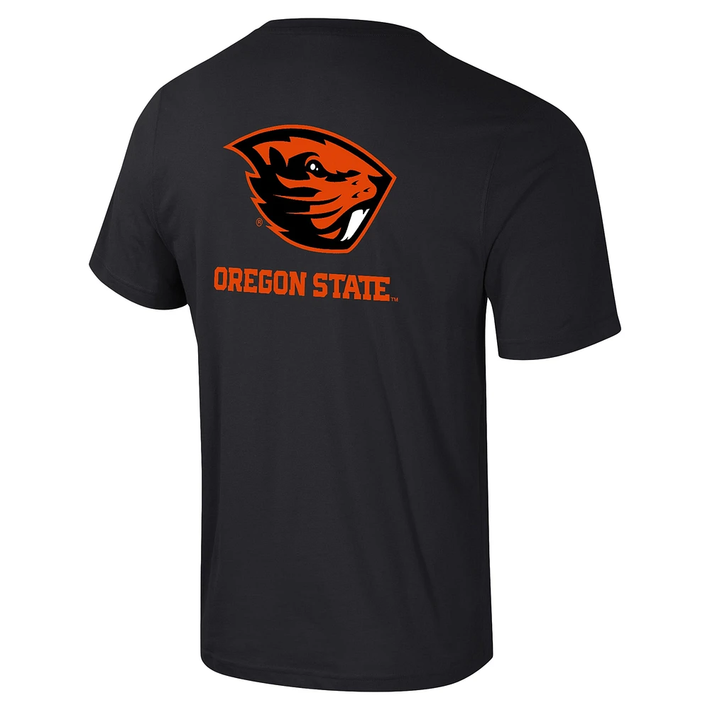 Men's Colosseum Black Oregon State Beavers Logo Lockup 2-Hit Active Blend T-Shirt