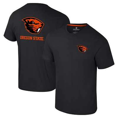 T-shirt Colosseum Black Oregon State Beavers Logo Lockup 2-Hit Active Blend pour hommes