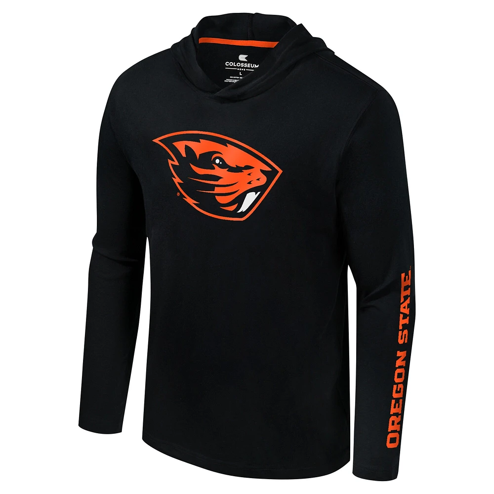 Men's Colosseum Black Oregon State Beavers Logo Lockup Active Blend Long Sleeve  T-Shirt Hoodie