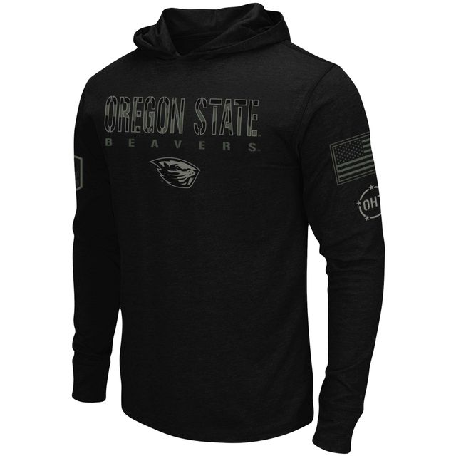 Colosseum Black Oregon State Beavers OHT Military Appreciation Hoodie T-shirt à manches longues pour homme