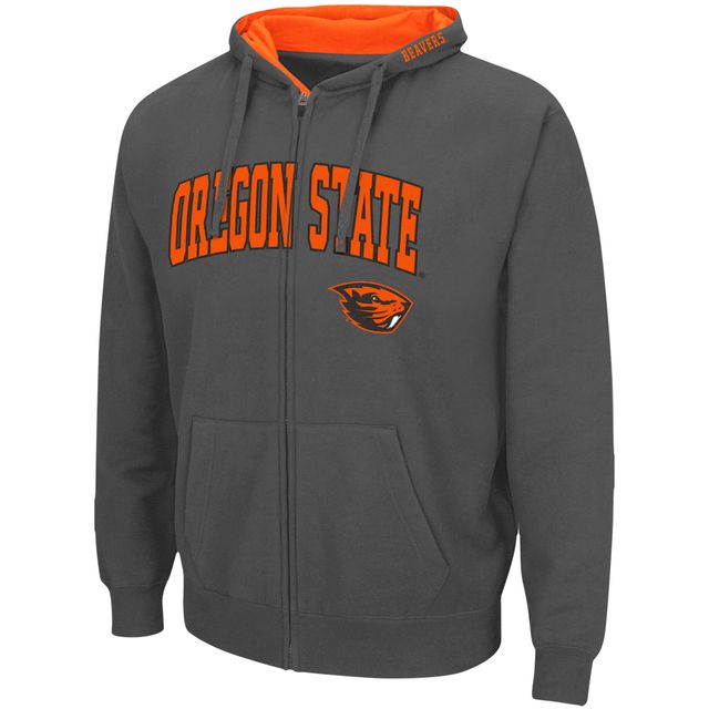 Sweat à capuche entièrement zippé Colosseum Charcoal Oregon State Beavers Arch & Logo 3.0 pour homme