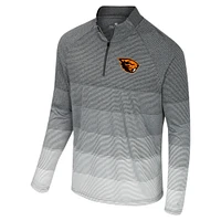 Men's Colosseum  Gray Oregon State Beavers AI Striped Mesh Quarter-Zip Raglan Windshirt