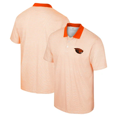 Polo à rayures blanches/oranges Colosseum Oregon State Beavers pour homme