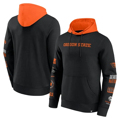 Men's Fanatics  Black/Orange Oregon State Beavers Color Block Badge Fleece Pullover Hoodie