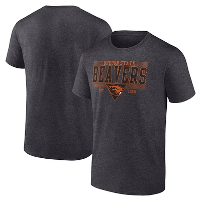 Men's Fanatics Heather Charcoal Oregon State Beavers Triangle Multi-Stripe T-Shirt