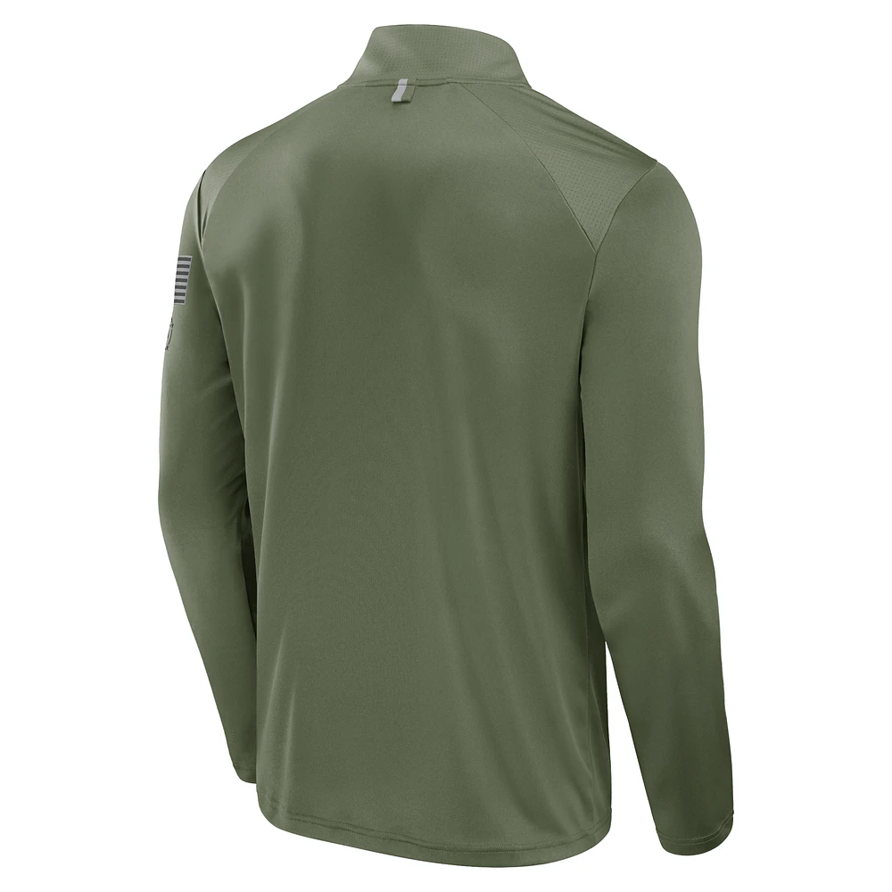 Men's Fanatics Olive Oregon State Beavers OHT Military Appreciation Defender Quarter-Zip Jacket