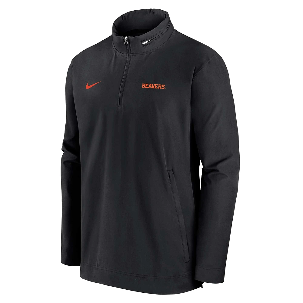 Men's Nike Black Oregon State Beavers 2024 Sideline Coach Quarter-Zip Hoodie Jacket
