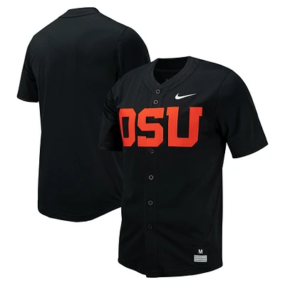 Maillot de baseball à bouton intégral Nike pour hommes, noir, Oregon State Beavers Replica