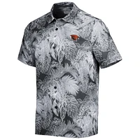 Men's Tommy Bahama Black Oregon State Beavers Coast Luminescent Frond Camp IslandZone Button-Up Shirt