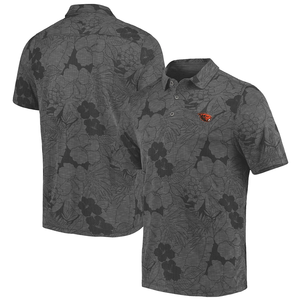 Men's Tommy Bahama Charcoal Oregon State Beavers Miramar Blooms Polo