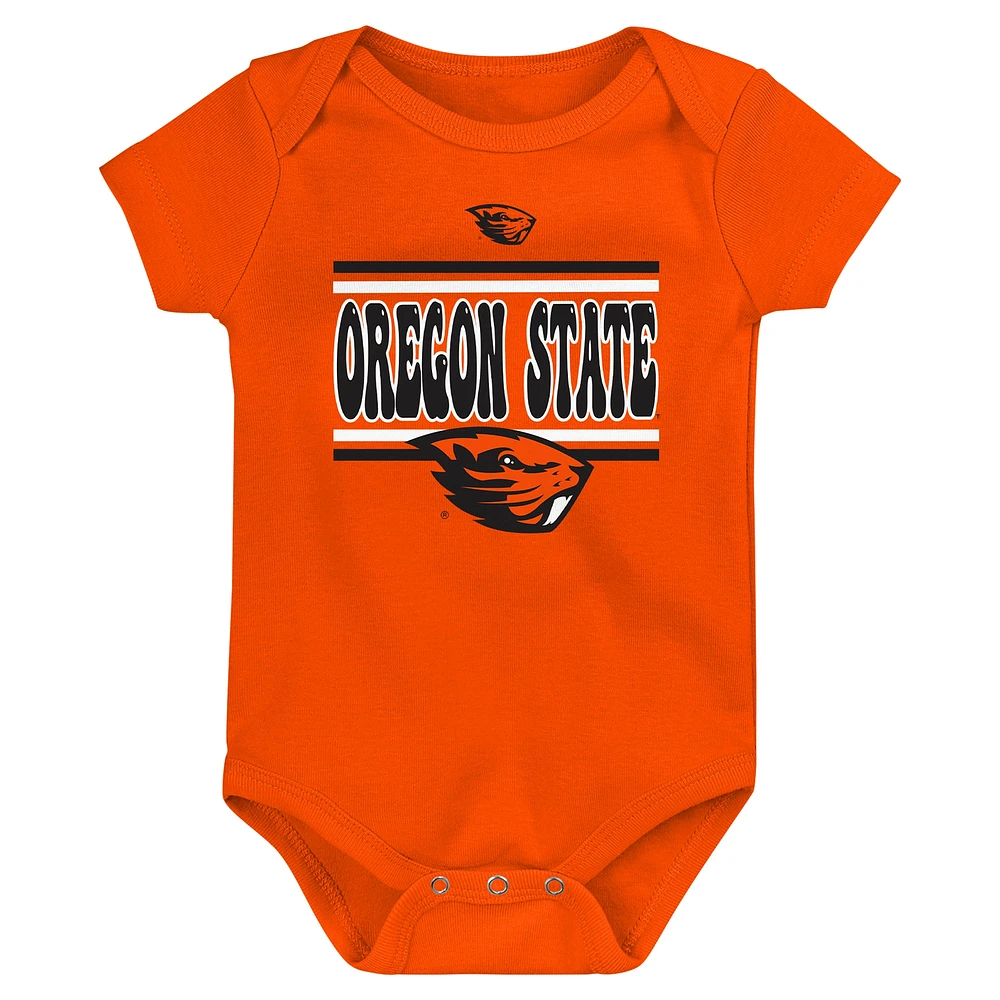 Newborn Black Oregon State Beavers Sunday Comics 3-Pack Bodysuit Set
