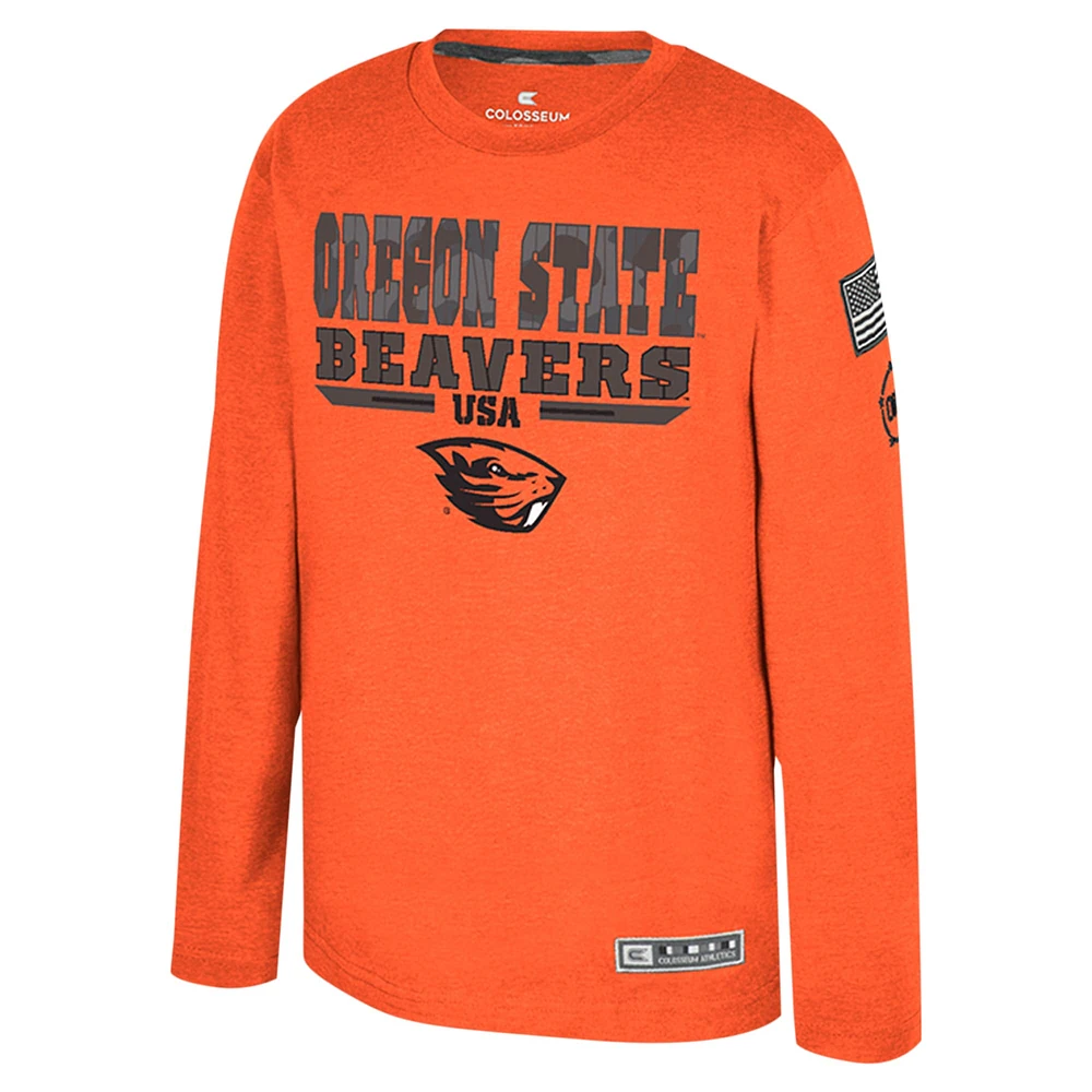 Youth Colosseum Heather Orange Oregon State Beavers OHT Military Appreciation Oorah Long Sleeve T-Shirt