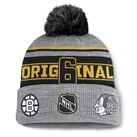 Men's Fanatics Gray Original 6 Lumberjack Cuffed Knit Hat with Pom