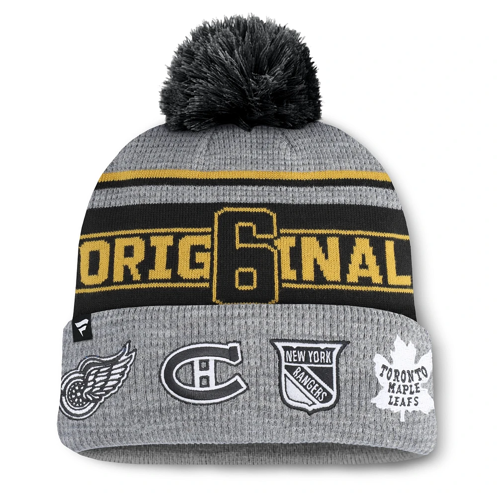 Men's Fanatics Gray Original 6 Lumberjack Cuffed Knit Hat with Pom