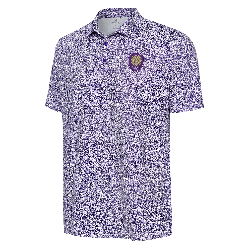 Men's Antigua  White Orlando City SC Field Ditsy Polo