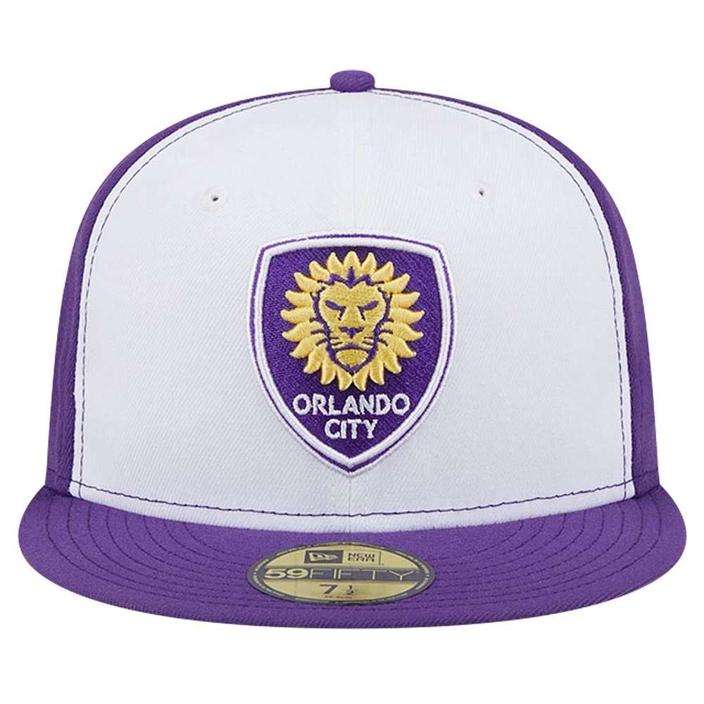 Men's New Era White/Purple Orlando City SC 2024 Kick Off Collection 59FIFTY Fitted Hat