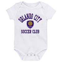 Newborn & Infant Purple/White/Gray Orlando City SC 3-Pack Bodysuit Set