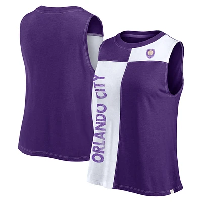 Débardeur violet Orlando City SC Script Colorblock de marque Fanatics pour femmes