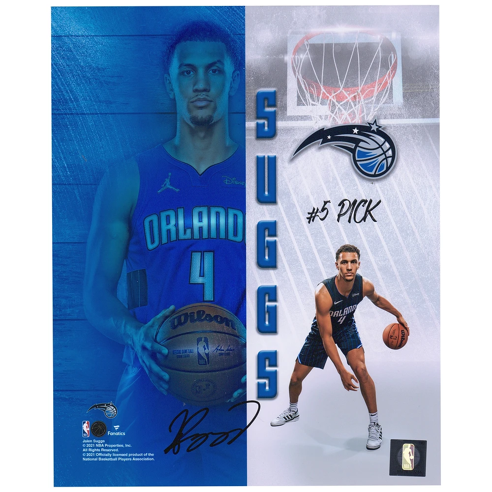 Photographie de 8" x 10" dédicacée par Jalen Suggs pour la séance photo des recrues du Orlando Magic