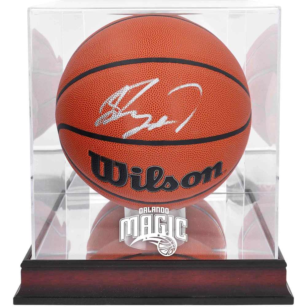 Jalen Suggs Orlando Magic Autographed Wilson Replica Basketball with Mahogany Team Logo Display Case