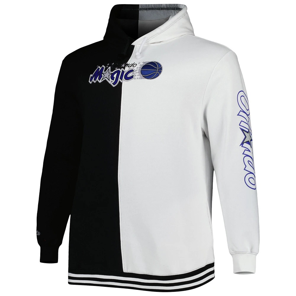 Men's Mitchell & Ness Black/White Orlando Magic Big Tall Hardwood Classics Split Pullover Hoodie