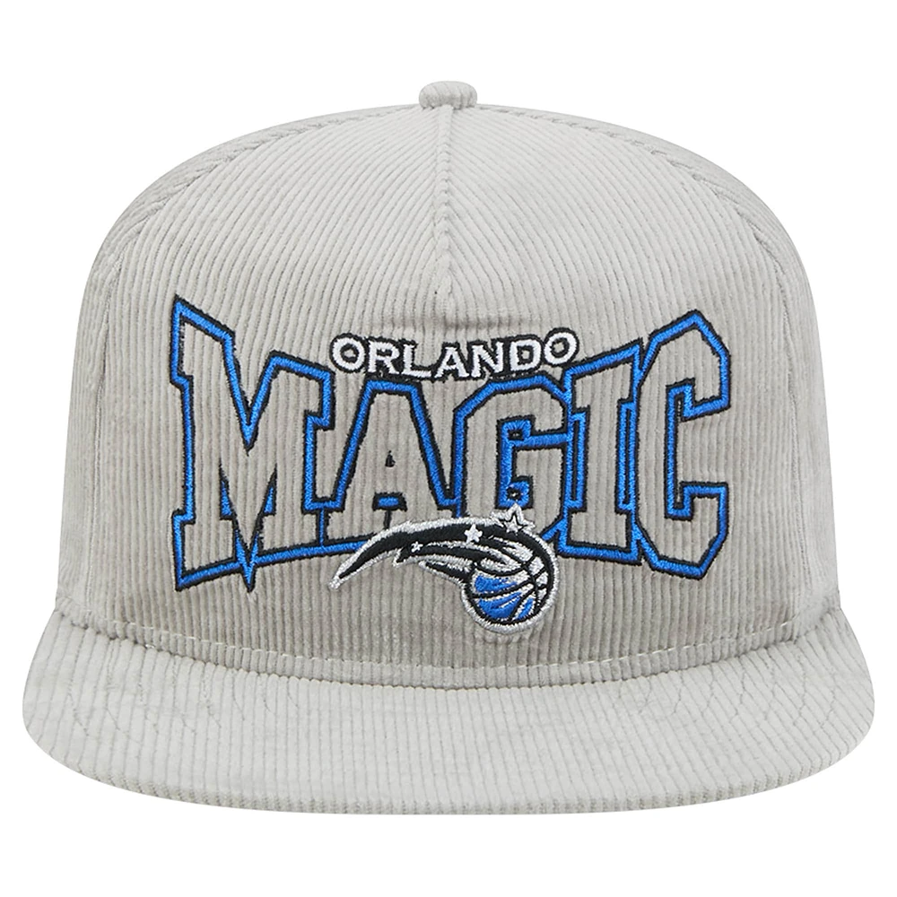 Men's New Era Gray Orlando Magic Throwback Corduroy Golfer Snapback Hat