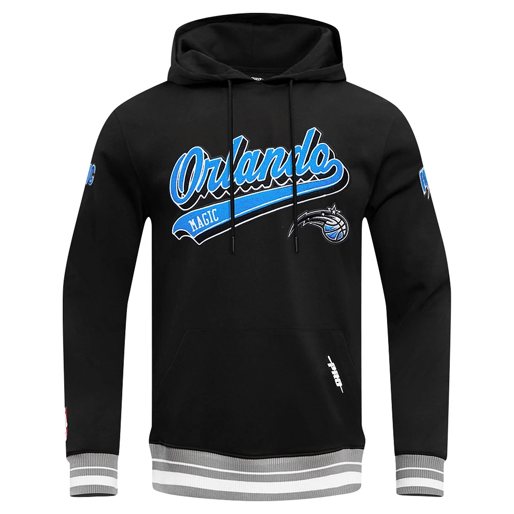 Men's Pro Standard Black Orlando Magic Script Tail Pullover Hoodie