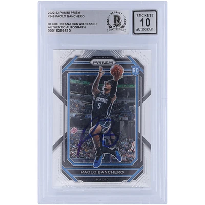 Carte de recrue 10 authentifiée signée par les fans de Beckett 2022-23 Panini Prizm #249 de Paolo Banchero Orlando Magic
