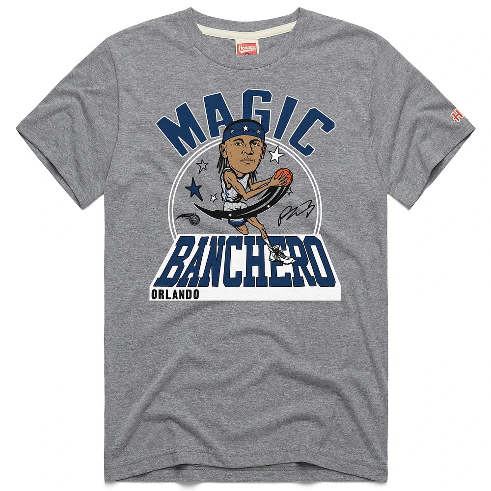Unisex Homage Paolo Banchero Gray Orlando Magic 2024/25 City Edition Caricature Tri-Blend T-Shirt