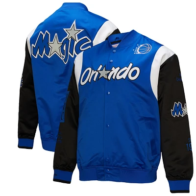 Veste unisexe Mitchell & Ness bleue Orlando Magic Vintage Team Origins en satin à boutons-pression