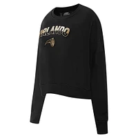 Women's Pro Standard  Black Orlando Magic Glam Cropped Pullover Sweatshirt