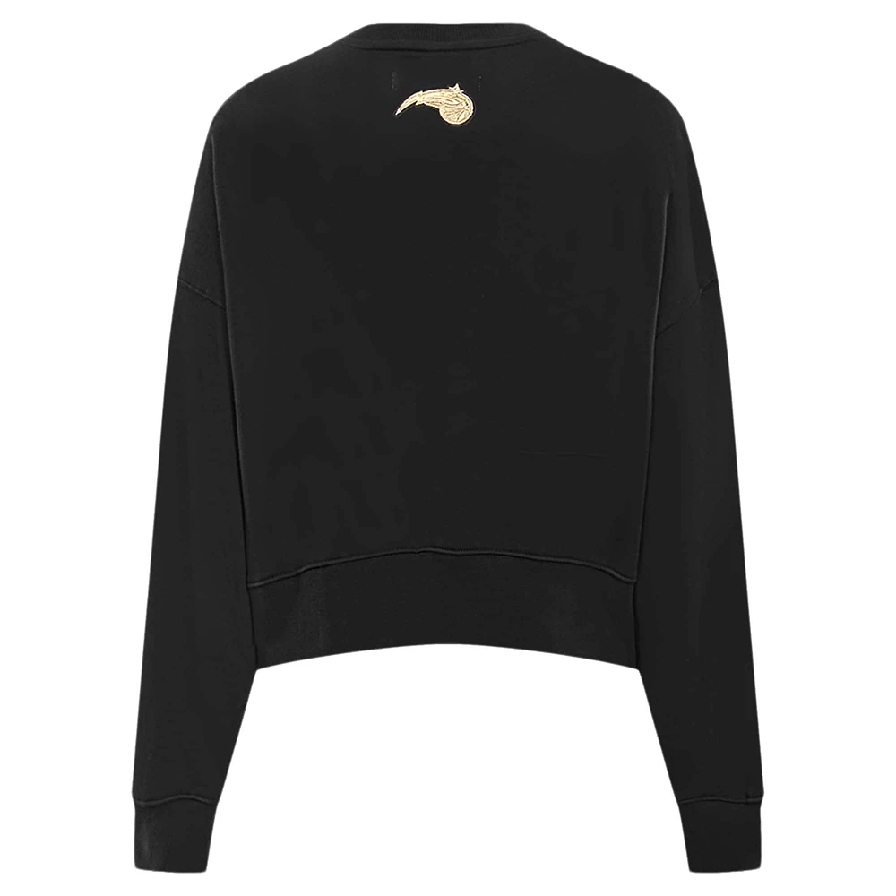 Women's Pro Standard  Black Orlando Magic Glam Cropped Pullover Sweatshirt