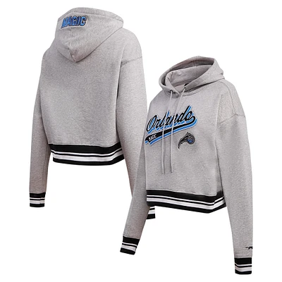 Sweat à capuche court Pro Standard pour femmes, gris chiné, Orlando Magic Script Tail