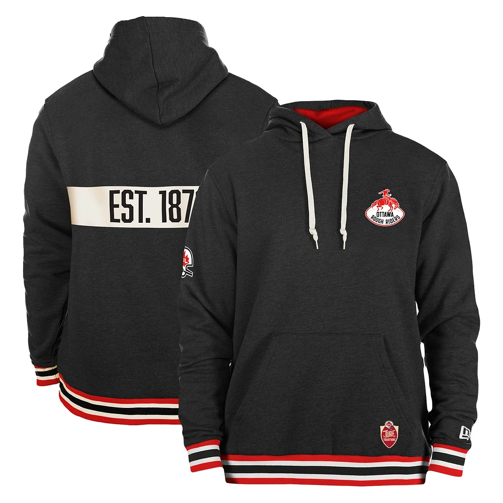 Sweat à capuche New Era noir Ottawa Rough Riders Turf Traditions pour hommes