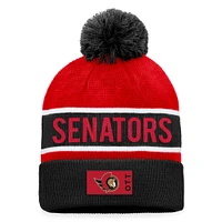 Men's Fanatics Black/Red Ottawa Senators 2022 NHL Draft - Authentic Pro Cuffed Knit Hat with Pom