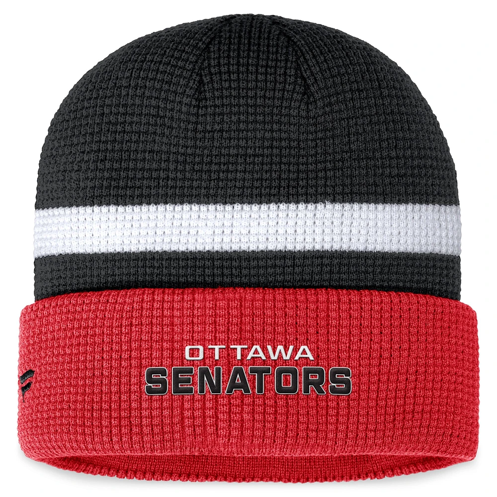 Men's Fanatics  Black/Red Ottawa Senators Fundamental Cuffed Knit Hat